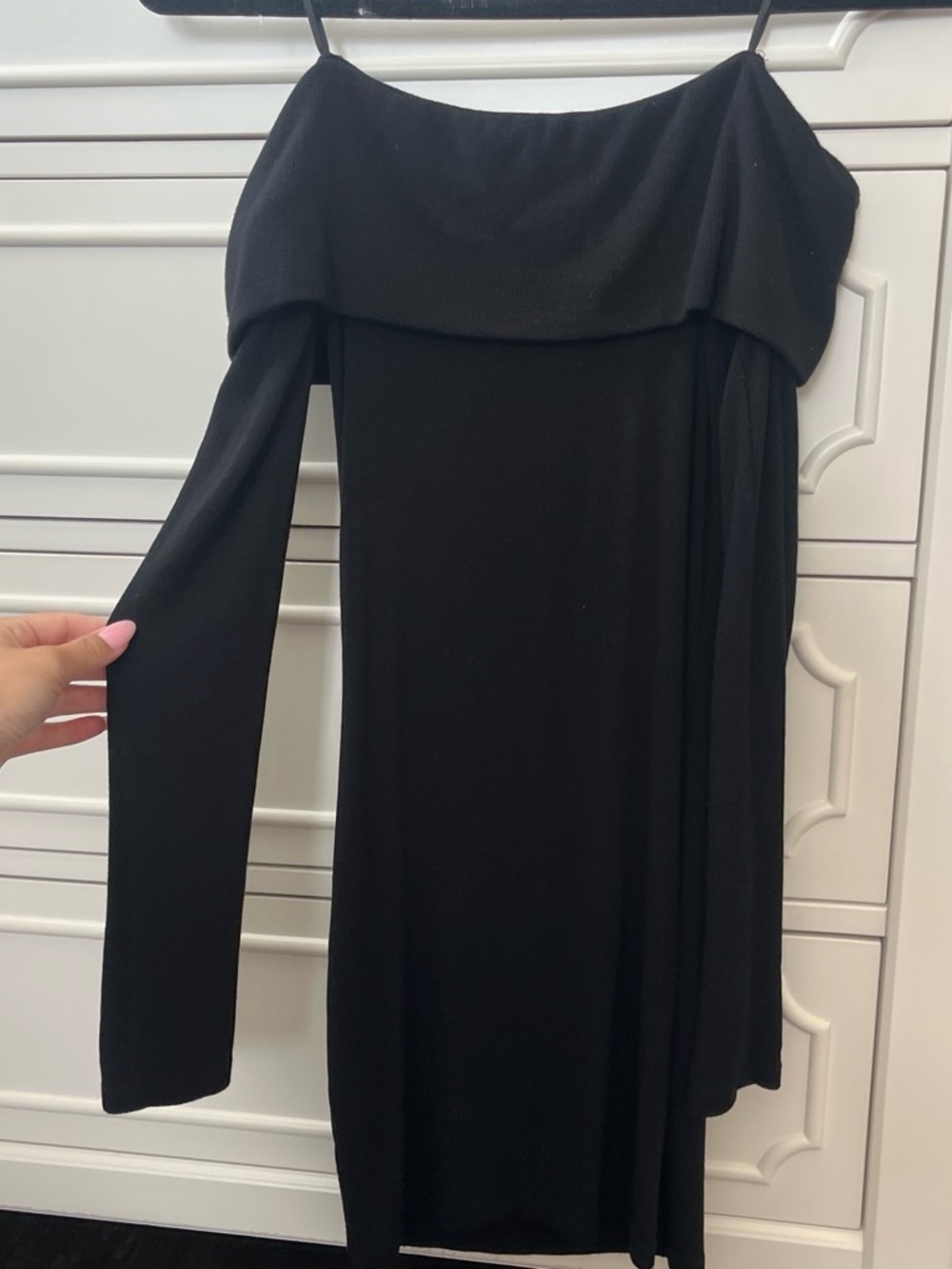 Garage Black Off-the-Shoulder Long Sleeve Dress